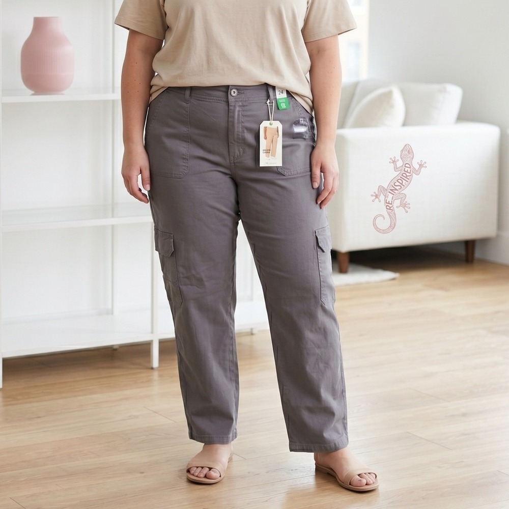 RE generation by Celebrity Pink Relaxed Cargo Pants Women 24 Gray Utility New
